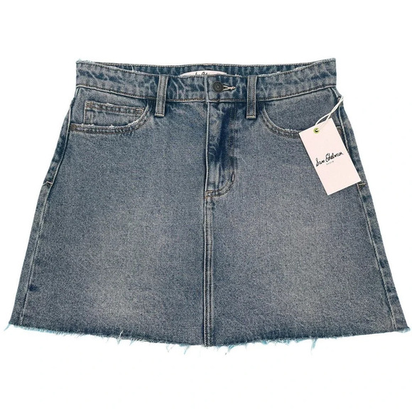 Sam Edelman The Jenny Denim Jean Mini Skirt Raw Hem Size 2/26 - Picture 1 of 7